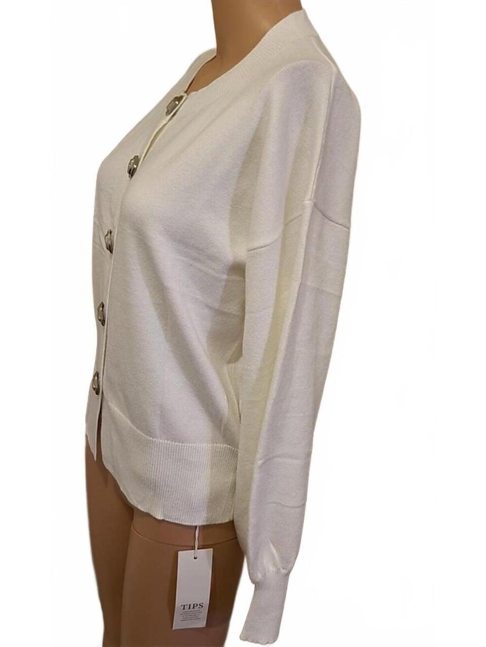 Women's Snodimallsu White Button-Front Cardigan Sweater Medium Size